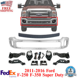 Front Bumper Chrome Kit with Brackets For 2011-2016 Ford F-250 F-350 Super Duty