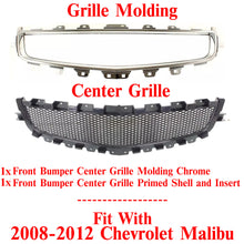 Load image into Gallery viewer, Front Bumper Center Grille + Chrome Molding For 2008-2012 Chevrolet Malibu