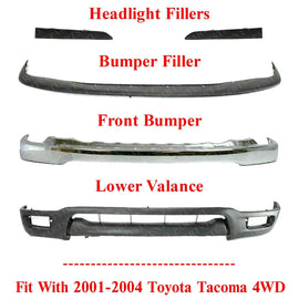 Front Chrome Bumper Kit For 2001-2004 Toyota Tacoma 4WD