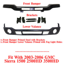 Load image into Gallery viewer, Front Bumper w/ Brackets + Lower Valance Primed For 2003-06 GMC Sierra 1500-3500