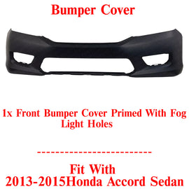 Front Bumper Cover Primed For 2013-2015 Honda Accord Sedan