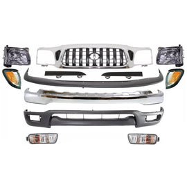 New Front Bumper Chrome & Grille Assembly Kit For 2001-2004 Toyota Tacoma