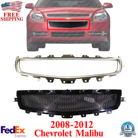 Front Bumper Center Grille + Chrome Molding For 2008-2012 Chevrolet Malibu