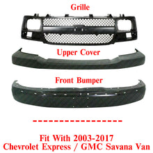 Load image into Gallery viewer, Front Bumper Primed + Upper Cover Textured + Grille For 03-17 Chevy Express Van