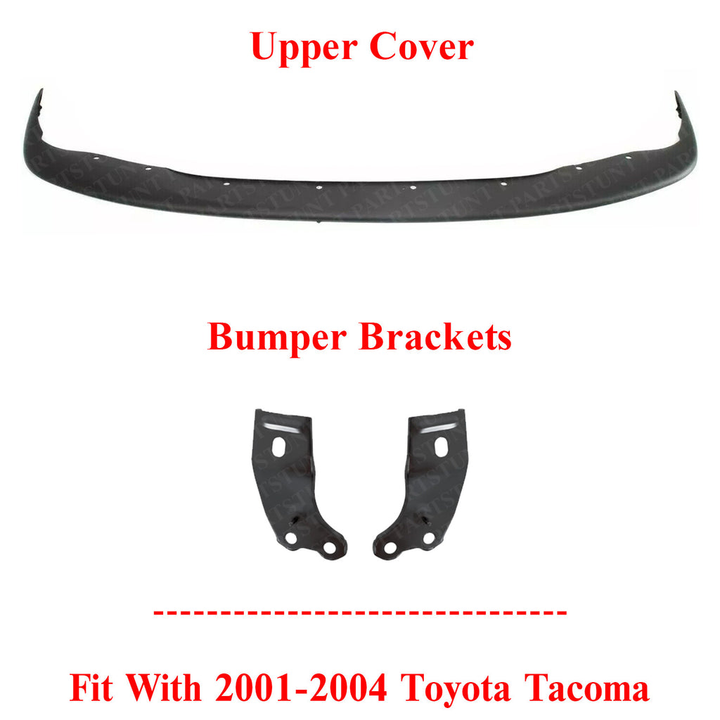 Front Bumper Upper Filler Primed + Bumper Brackets For 2001-2004 Toyota Tacoma