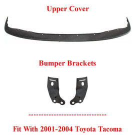 Front Bumper Upper Filler Primed + Bumper Brackets For 2001-2004 Toyota Tacoma