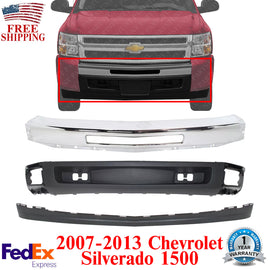 Front Bumper Chrome + Lower Valance + Extension For 2007-13 Chevy Silverado 1500