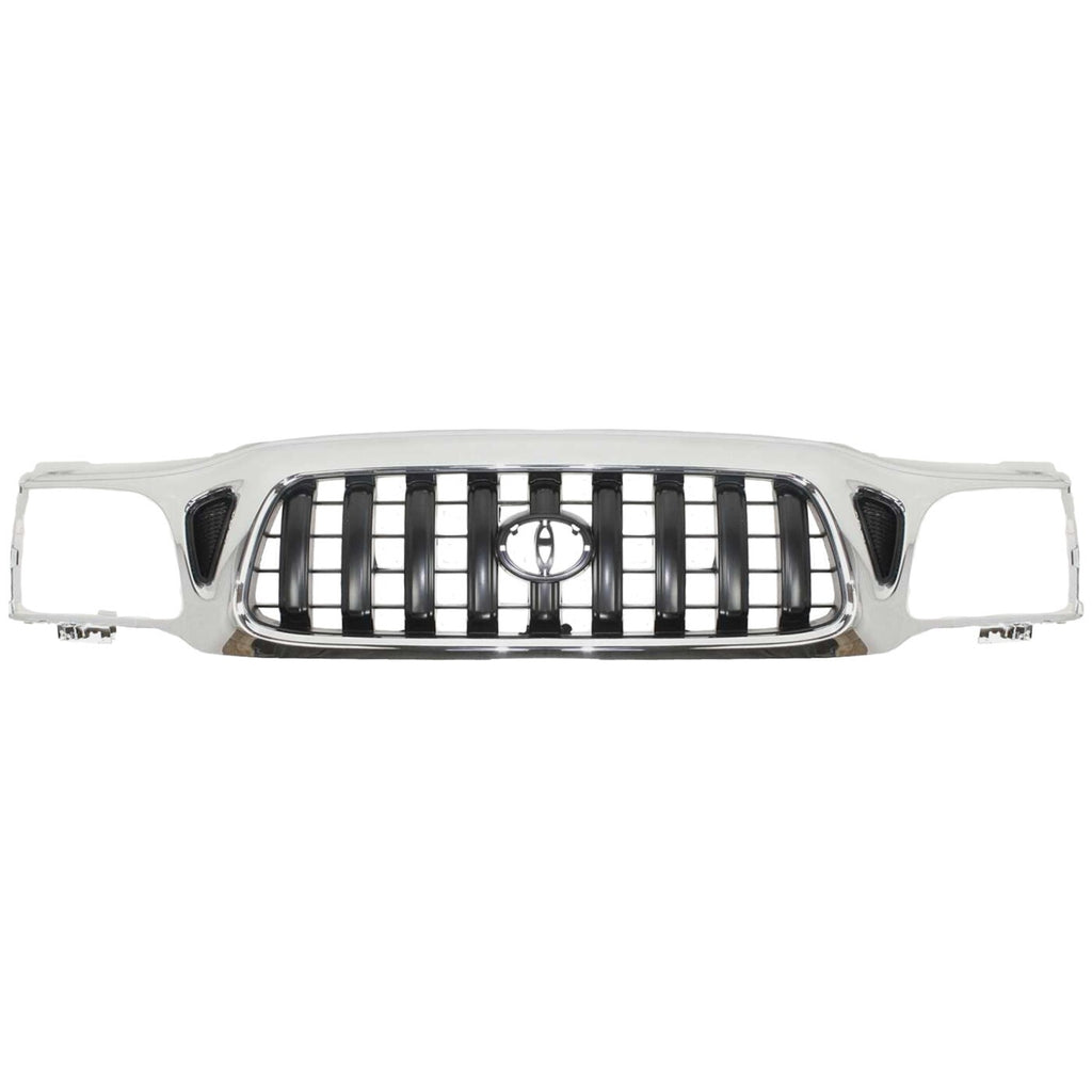 Front Bumper Chrome + Valance + Upper Filler + Grille For 2001-04 Toyota Tacoma