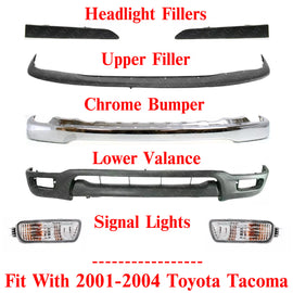 Front Chrome Bumper Kit With Signal Lights For 2001-2004 Toyota Tacoma