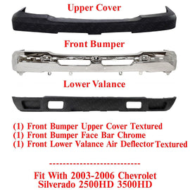 Front Bumper Chrome Steel Kit For 2003-2006 Chevrolet Silverado 2500 HD / 3500