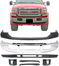 Front Bumper + Upper Cover + Valance + Brackets For 2005-2007 Ford F-250 F-350