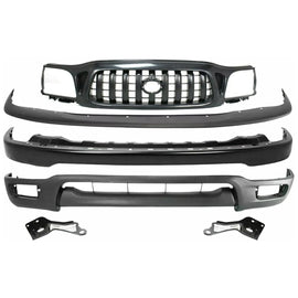 Front Bumper Primed Kit + Grille + Brackets For 2001-2004 Toyota Tacoma