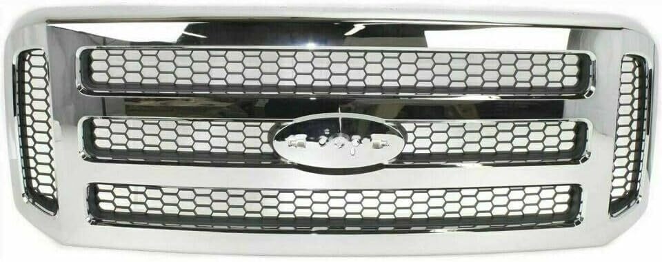 Front Bumper Chrome + Grille + Upper & Low Cover For 2005 - 2007 Ford F250 F350