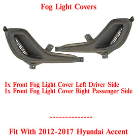 Front Bumper Fog Light Hole Covers Left & Right Side For 2012-17 Hyundai Accent