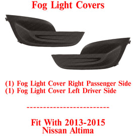Fog Light Cover Left & Right Side Textured For 2013-2015 Nissan Altima Sedan