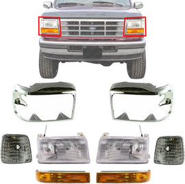 Front Headlights+Head Lamps Door+Signal+Corner Lamps For 1992-1997 Ford F-Series