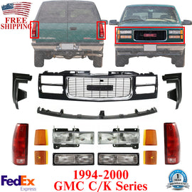 Front Grille + Fillers +Headlights Kit +Tail Lights For 1994-2000 GMC C/K Series