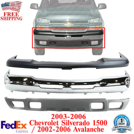 Front Bumper Chrome Steel Kit For 2003-2006 Chevrolet Silverado 1500 Avalanche