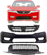 Load image into Gallery viewer, Front Bumper Cover Primed + Upper &amp; Lower Grill For 2013-2015 Honda Accord Sedan