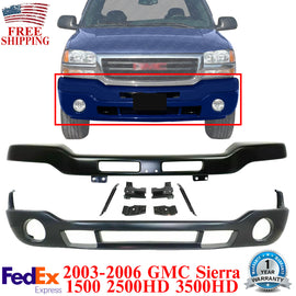 Front Bumper w/ Brackets + Lower Valance Primed For 2003-06 GMC Sierra 1500-3500