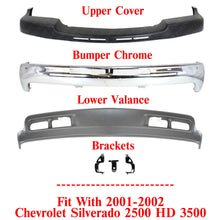 Load image into Gallery viewer, Front Bumper Chrome Steel Kit w/ Brackets For 01-02 Chevy Silverado 2500HD 3500