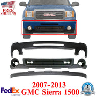 Front Bumper Primed + Lower Valance + Extension For 2007-2013 GMC Sierra 1500