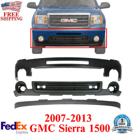 Front Bumper Primed + Lower Valance + Extension For 2007-2013 GMC Sierra 1500
