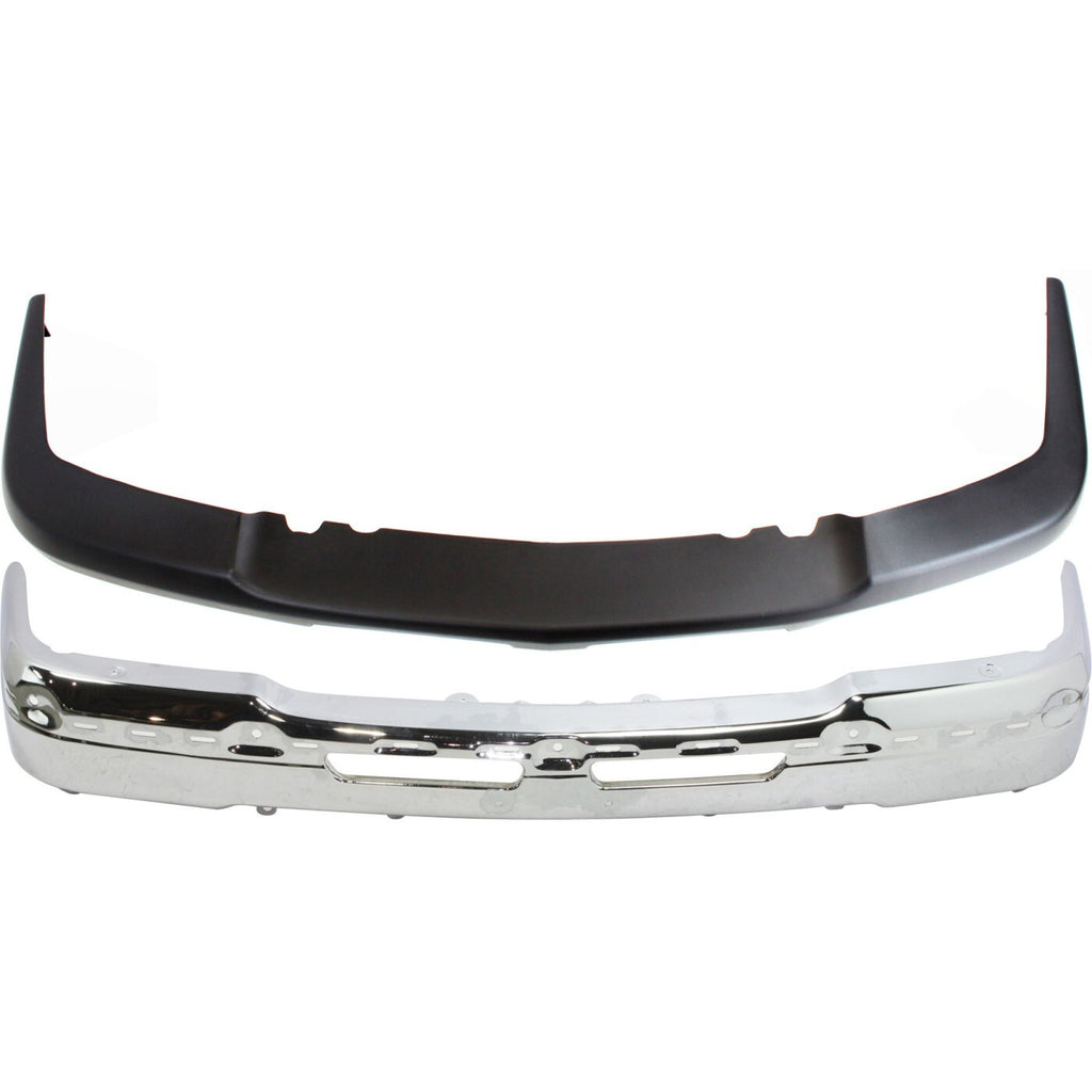 Front Bumper Chrome + Upper Cover + Brackets For 2003-06 Chevy Silverado 1500