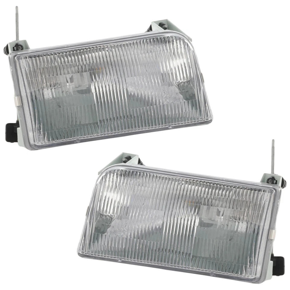 Front Grille Chrome + Headlight &Corner Lamps + Bezels For 1992-97 Ford F-Series