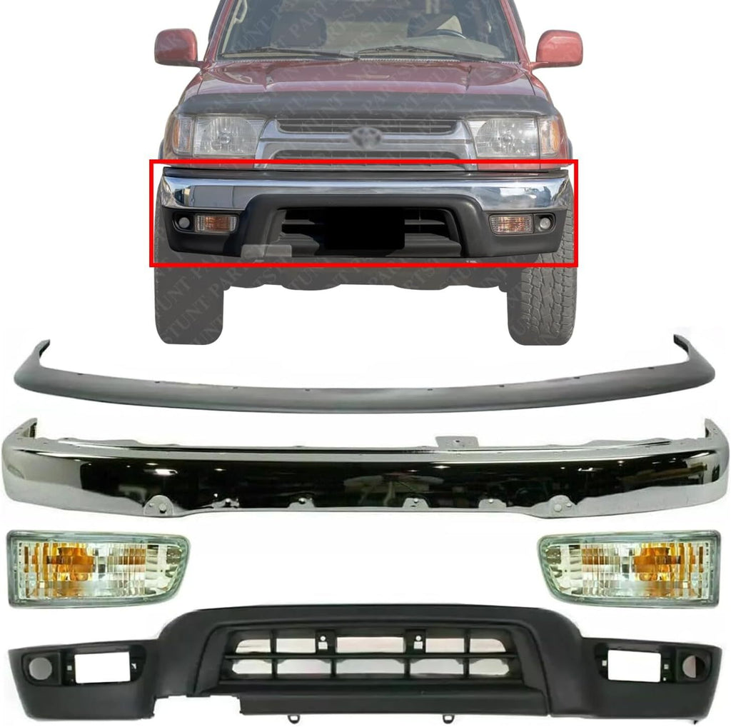 Front Bumper Chrome + Filler + Valance + Signal lights For 99-02 Toyota 4RUNNER