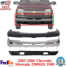 Load image into Gallery viewer, Front Bumper Chrome Steel Kit For 2003-2006 Chevrolet Silverado 2500 HD / 3500