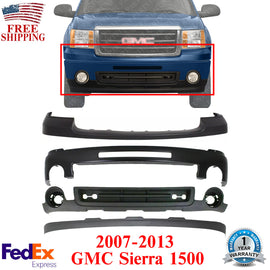 Front Bumper Primed Steel + Upper & Lower covers For 2007-2013 GMC Sierra 1500