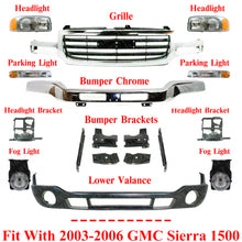 Load image into Gallery viewer, Front Chrome Bumper Kit with Brackets For 2003-2006 GMC Sierra 1500