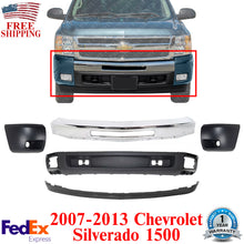 Load image into Gallery viewer, Front Bumper Chrome + Valance + Extnsion + Caps For 2007-13 Chevy Silverado 1500