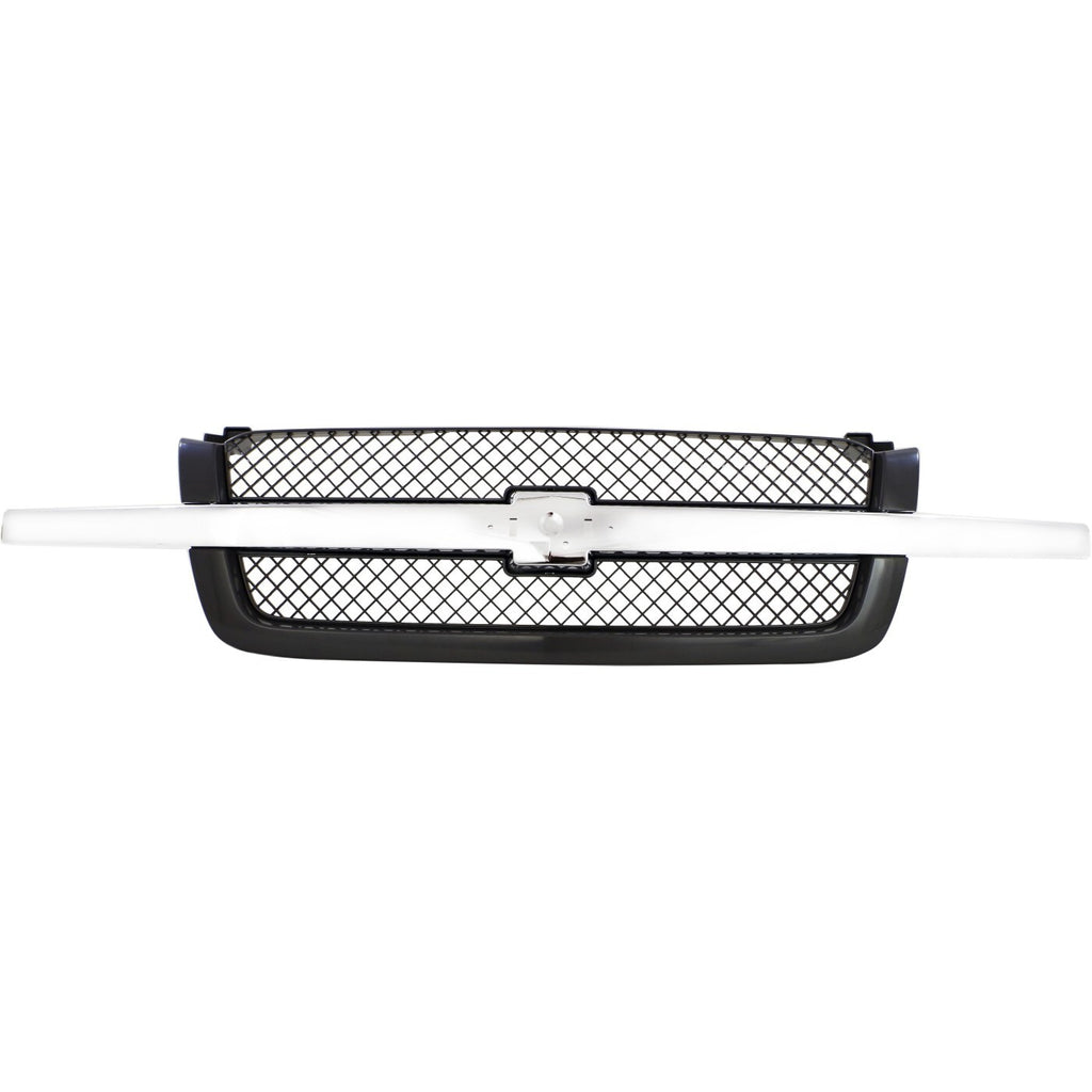 New Front Bumper Chrome + Grille + Valence & Brackets For 2003-06 Silverado 1500