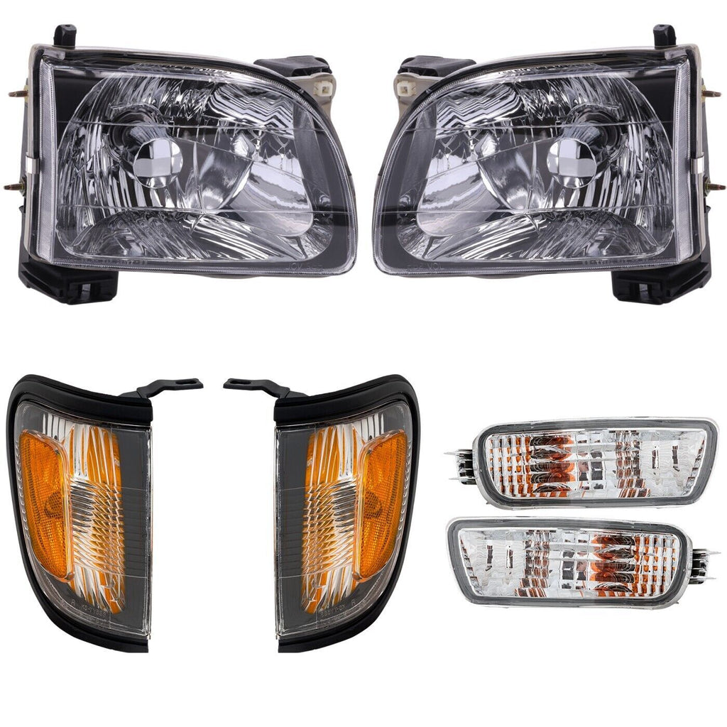 Front Bumper Kit Primed + Grille + Headlights For 2001-2004 Toyota Tacoma 2WD