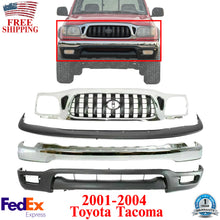 Load image into Gallery viewer, Front Bumper Chrome + Valance + Upper Filler + Grille For 2001-04 Toyota Tacoma