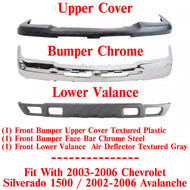 Front Bumper Chrome Steel Kit For 2003-2006 Chevrolet Silverado 1500 Avalanche