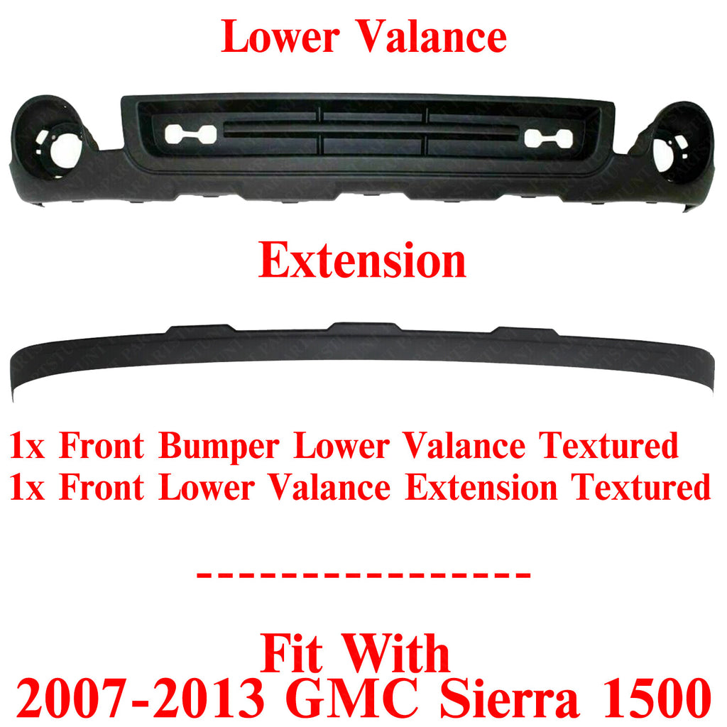 Front Lower Valance Textured & Extension Textured For 2007-2013 GMC Sierra 1500