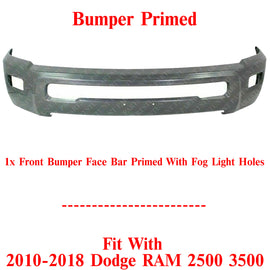 Front Bumper Face Bar Primed With Fog Light Holes For 2010-2018 RAM 2500 3500