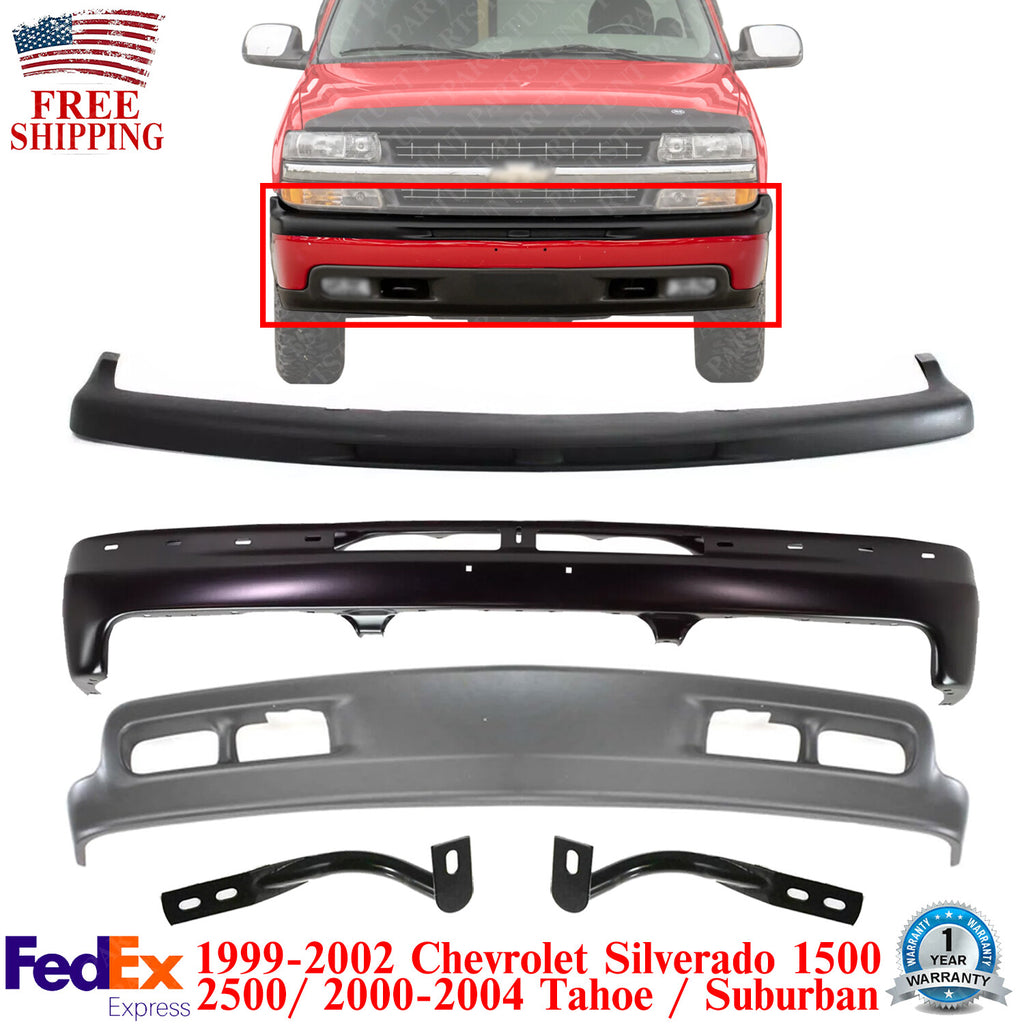 Front Bumper Kit Primed Steel For 1999-2002 Chevy Silverado 1500 Tahoe Suburban