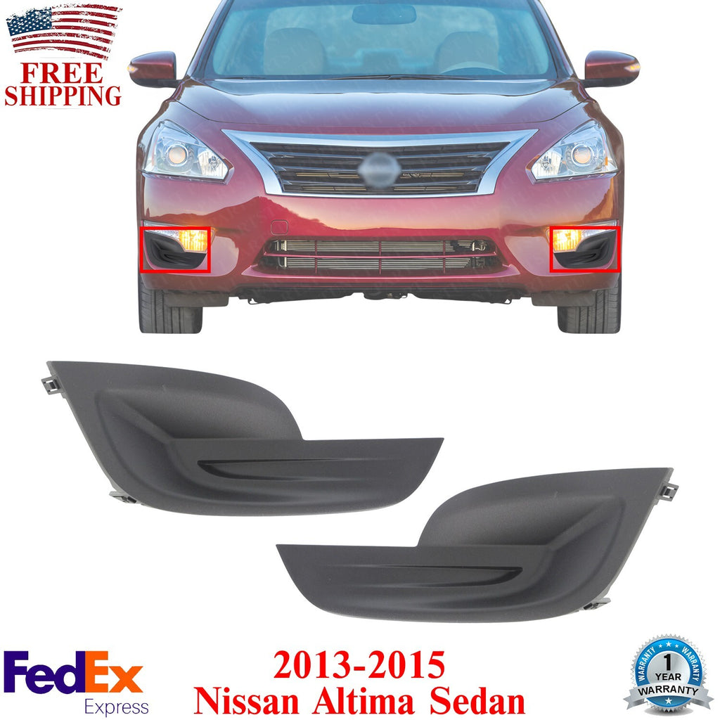 Fog Light Cover Left & Right Side Textured For 2013-2015 Nissan Altima Sedan