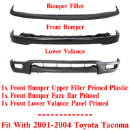 Front Bumper Primed Steel + Filler + Lower Valance For 2001-2004 Toyota Tacoma