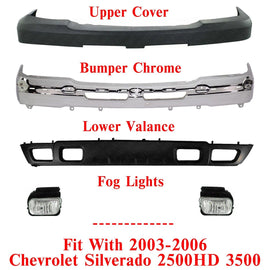 Front Bumper Kit with Foglights For 2003-2006 Chevrolet Silverado 2500HD 3500