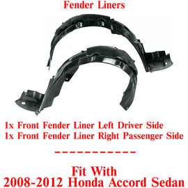 Front Fender Liners Left & Right Set For 2008-2012 Honda Accord Sedan