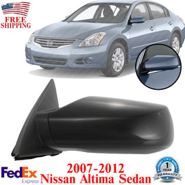 Front Power Mirror Left Driver Side Primed For 2007-2012 Nissan Altima Sedan