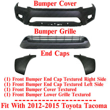 Load image into Gallery viewer, Front Bumper Cover + Lower Grille Textured + End Caps For 2012-15 Toyota Tacoma