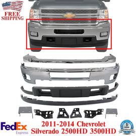 Front Bumper Kit + Brackets Set For 2011-2014 Chevrolet Silverado 2500HD 3500HD