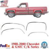 Front&Rear Fender Chrome Trim Moldings LH&RH For 1988-2000 Chevy &GMC C/K Series