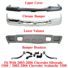 Load image into Gallery viewer, Front Bumper Kit Chrome Steel Set of 9 For 2003-2006 Chevrolet Silverado 1500